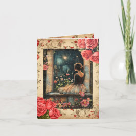 Festividades Cartão de Natal de Menina Antiga com Sapato Raso n