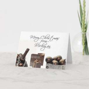 Festividades Cartão de Natal de Michigan com ornamentos