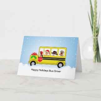 Festividades Cartão de Natal De Motorista De Ônibus Escolar, Fé