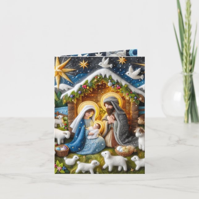 Festividades Cartão de Natal de Natividade Dobrado (Frente)