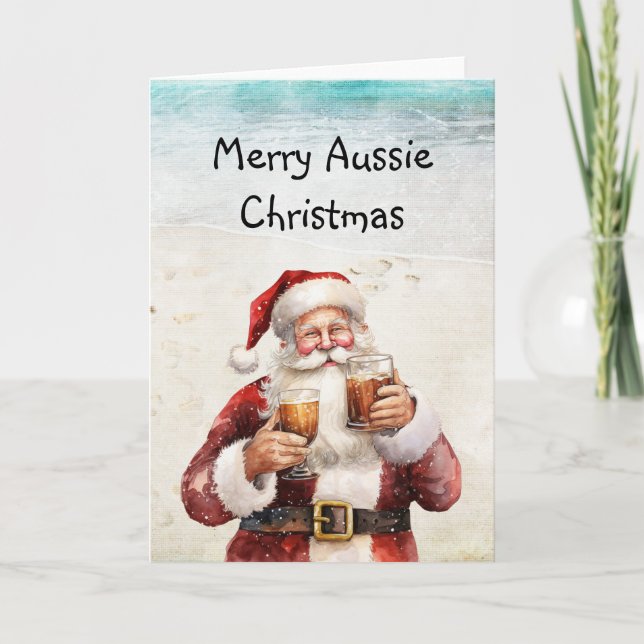 Festividades Cartão de Natal de Papai Noel australiano (Frente)