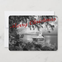 Cartão de Natal de Papai Noel do barco