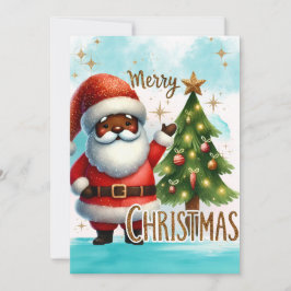 Festividades Cartão de Natal de Papais noeis Afro-Americanos