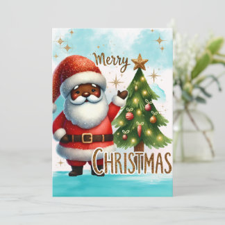 Festividades Cartão de Natal de Papais noeis Afro-Americanos