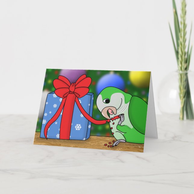 Festividades Cartão de Natal de Parakeet de Holiday Quaker (Frente)