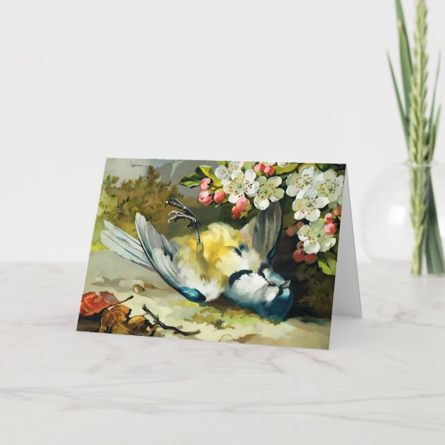 Festividades Cartão de Natal de Pássaro Morto Vitoriano (Frente)