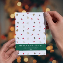 Cartão de Natal de Pássaro Vermelho Cardinal Árvor