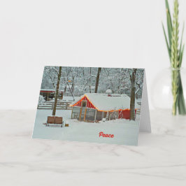 Festividades Cartão de Natal de Paz com Cena de Fazenda Neve