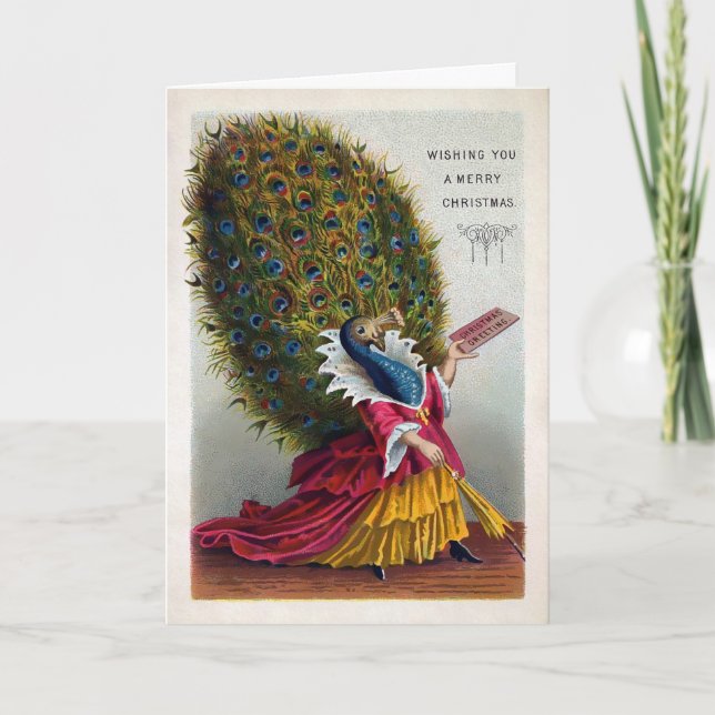 Festividades Cartão de Natal de Peacock Vitoriano (Frente)