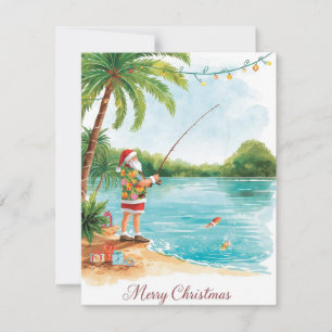 Festividades Cartão de Natal de Pesca com Papai Noel Festa de N