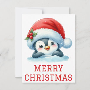 Festividades Cartão de Natal de Pinguim Bebê Fofo
