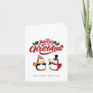 Festividades Cartão de Natal de Pinguim Engraçado, Feliz Natal