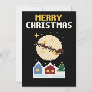 Festividades Cartão de Natal de Pixel Art de Trenó do Papai Noe