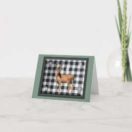 Festividades Cartão de Natal de Plaid de Búfalo Preto com Cervo