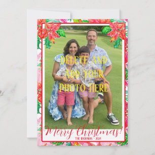 Festividades Cartão de Natal de Poinsettia Floral Colorida