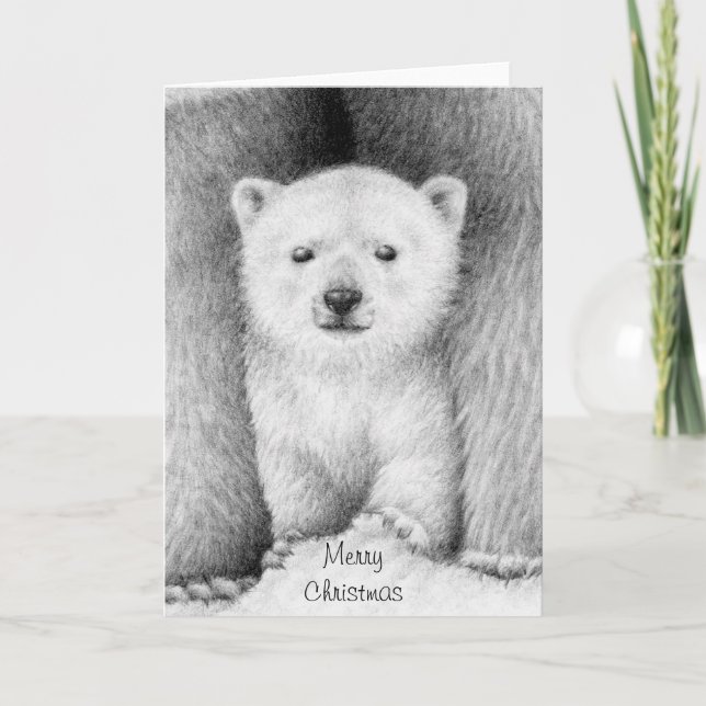 Festividades Cartão de Natal de Polar Bear Cub (Frente)
