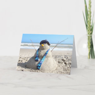 Festividades Cartão de Natal de Praia da Florida Snowman
