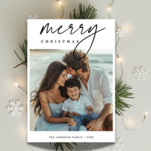 Cartão de Natal de Praia de Foto da Família Modern