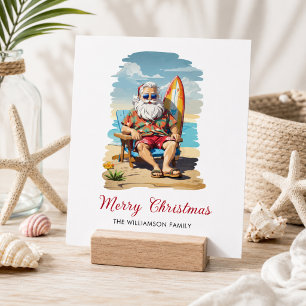 Festividades Cartão de Natal de praia para Papais noeis de surf