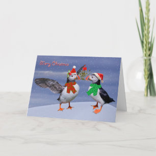 Festividades Cartão de Natal de Puffins Esfestivos