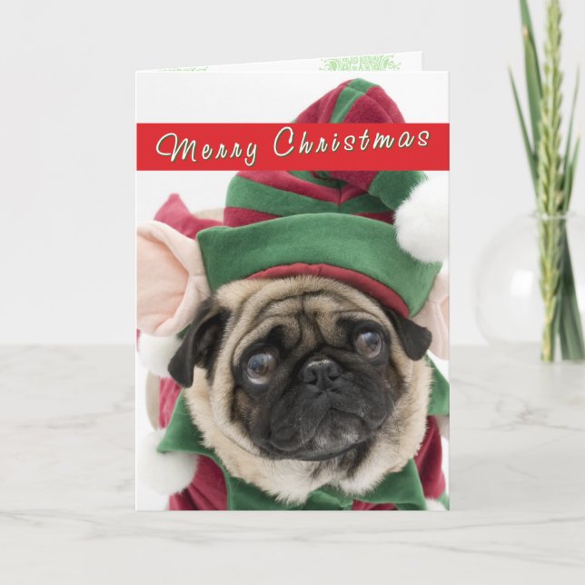 Festividades Cartão de Natal de Pug Bonito (Frente)