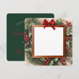 Festividades Cartão de Natal de Quadro Fotográfico Holly e Fir