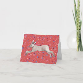 Festividades Cartão de Natal de Rabbit Floral Vermelho, Natal E