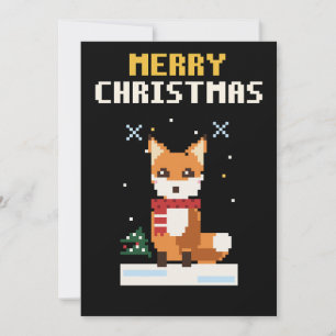 Festividades Cartão de Natal de Raposa em Pixel Art