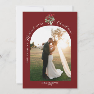 Festividades Cartão de Natal de Recém-Casados com Foto e Azevin