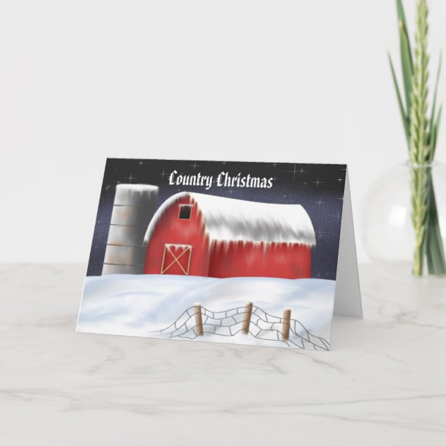 Festividades Cartão de Natal de Red Barn Personalizável (Frente)