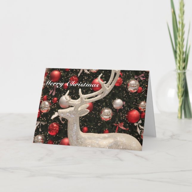 Festividades Cartão de Natal de Reindeer Branca (Frente)