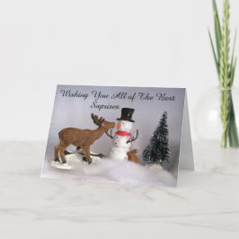 Festividades Cartão de Natal de Reindeer e Snowman Village