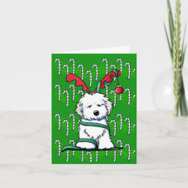 Festividades Cartão de Natal de Reindeer KiniArt Havanese