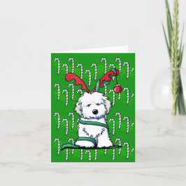 Festividades Cartão de Natal de Reindeer KiniArt Havanese