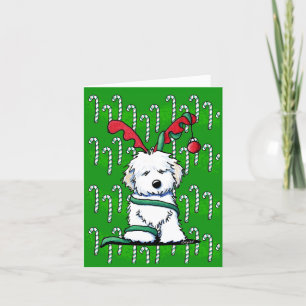 Festividades Cartão de Natal de Reindeer KiniArt Havanese