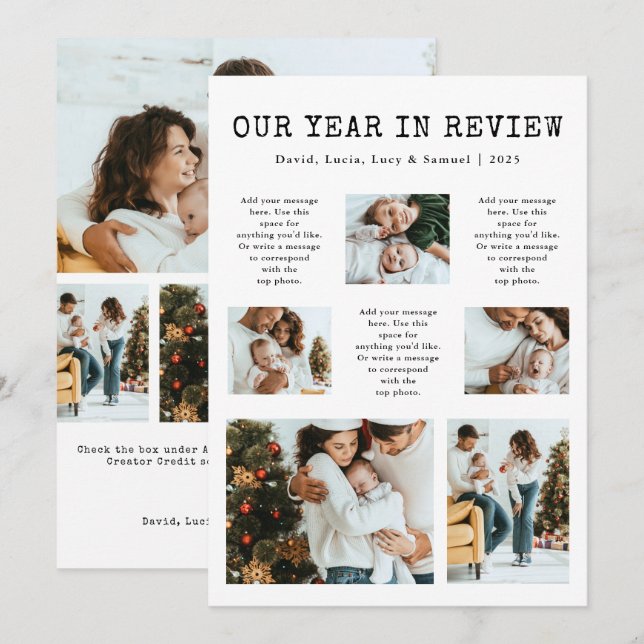 Festividades Cartão de Natal de Revisão do Ano em Foto (Frente/Verso)