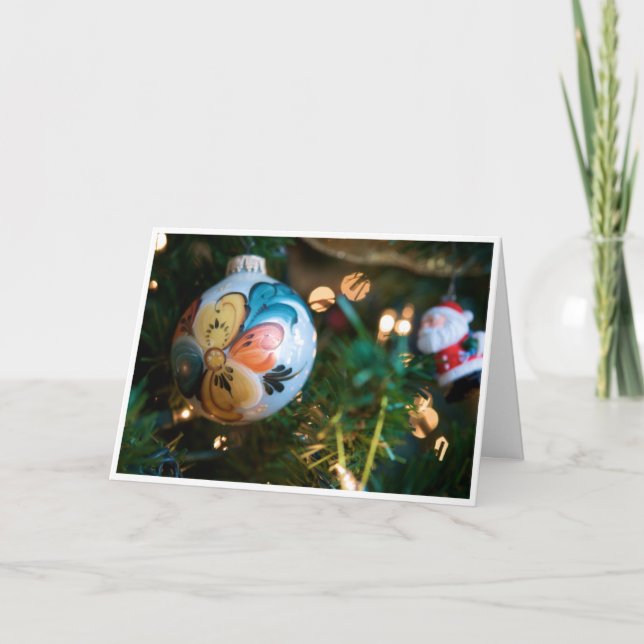 Festividades Cartão de Natal de Rosemaling (paz e alegria) (Frente)
