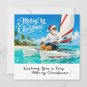 Festividades Cartão de Natal de Santa Claus Navegando
