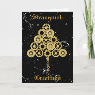 Festividades Cartão de Natal de Saudações Steampunk