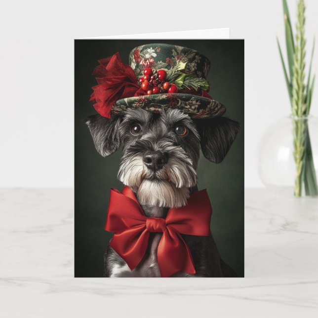 Festividades Cartão de Natal de Schnauzer Cão Elegante Vitorian (Frente)