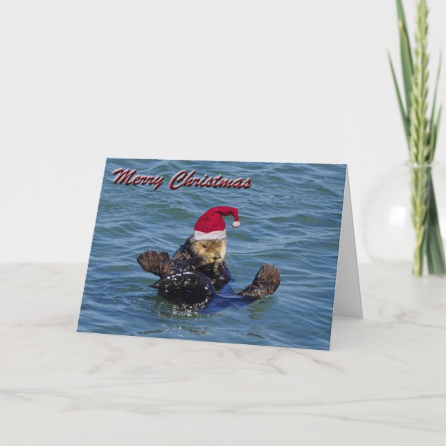 Festividades Cartão de Natal de Sea Otter (Frente)
