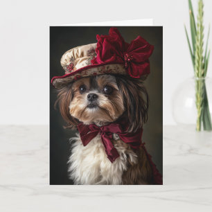 Festividades Cartão de Natal de Shih Tzu Elegante Cão Vitoriano