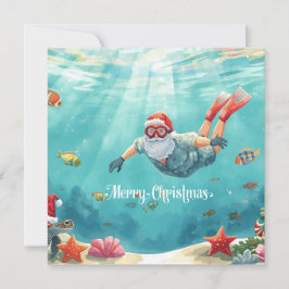 Festividades Cartão de Natal de Snorkeling do Papai Noel Subaqu