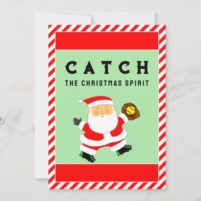 Festividades Cartão de Natal de Softbol (Frente)
