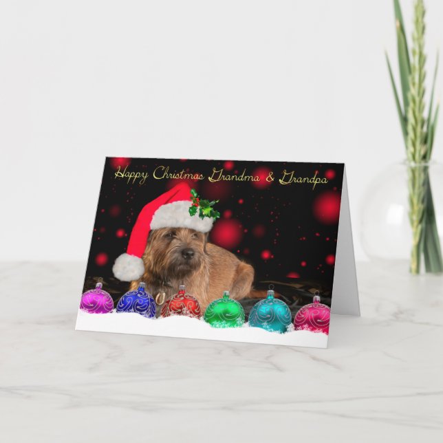 Festividades Cartão de Natal de Terrier de beira da avó & do (Frente)