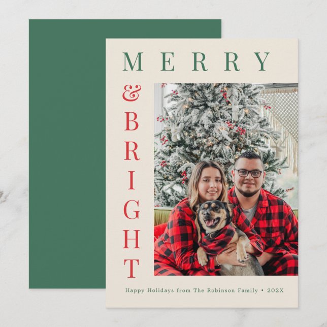 Festividades cartão de natal de texto simples com foto personal (Frente/Verso)