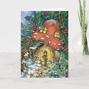 Festividades Cartão de Natal de Toadstoole de inverno