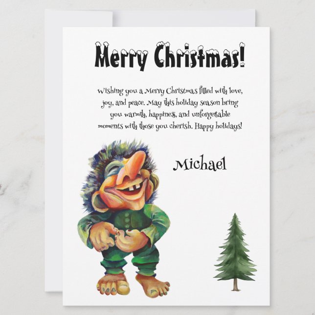 Festividades Cartão de Natal de Troll engraçado com nome person (Frente)