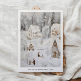 Festividades Cartão de Natal de uma Aldeia de Inverno Vintage
