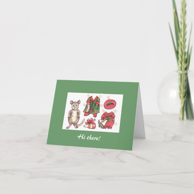 Festividades Cartão de Natal de uma boneca de papel para rato (Frente)